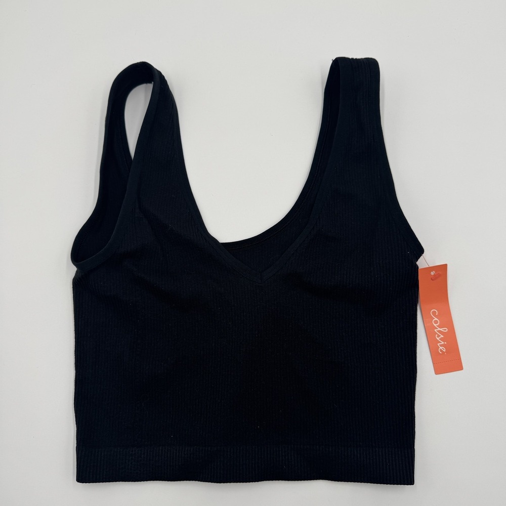 Colsie Ribbed Seamless Reversible Tank Top Womens Small Black Target NWT